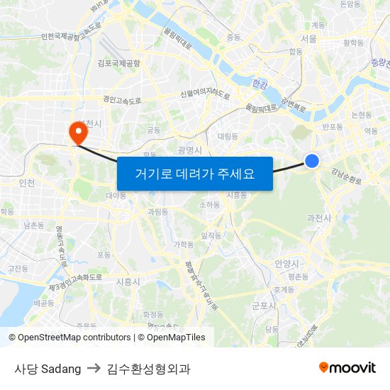 사당 Sadang to 김수환성형외과 map