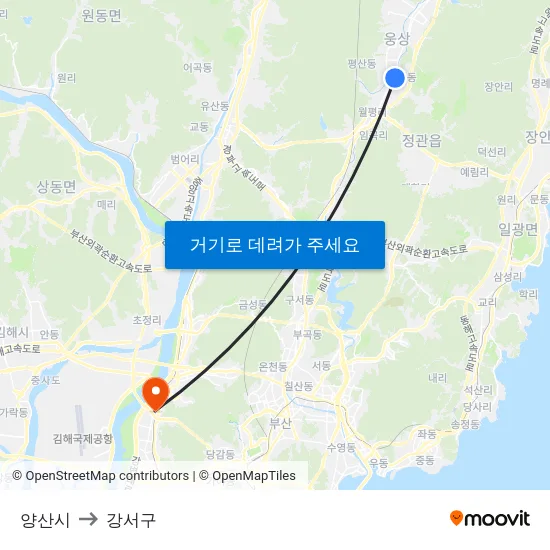 양산시 to 강서구 map