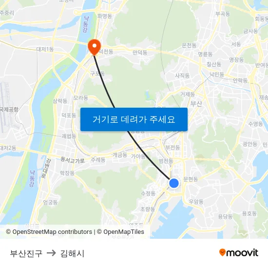 부산진구 to 김해시 map