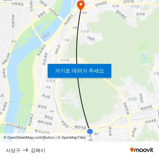 사상구 to 김해시 map