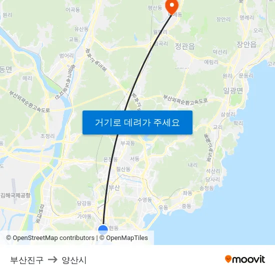 부산진구 to 양산시 map