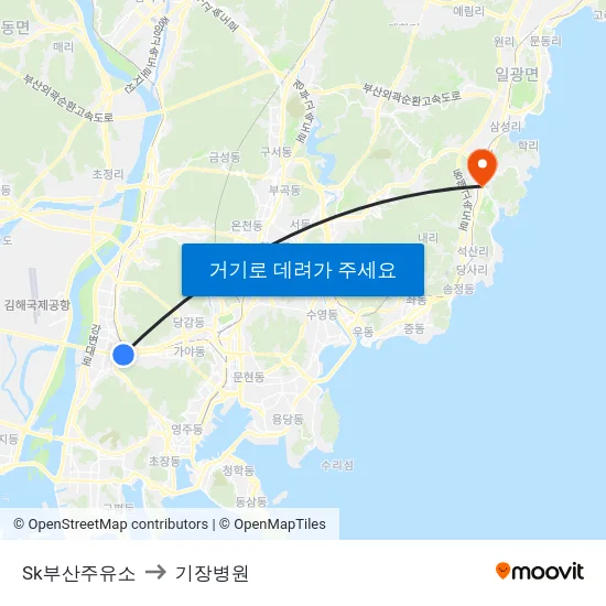 Sk부산주유소 to 기장병원 map