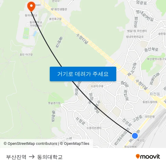 부산진역 to 동의대학교 map