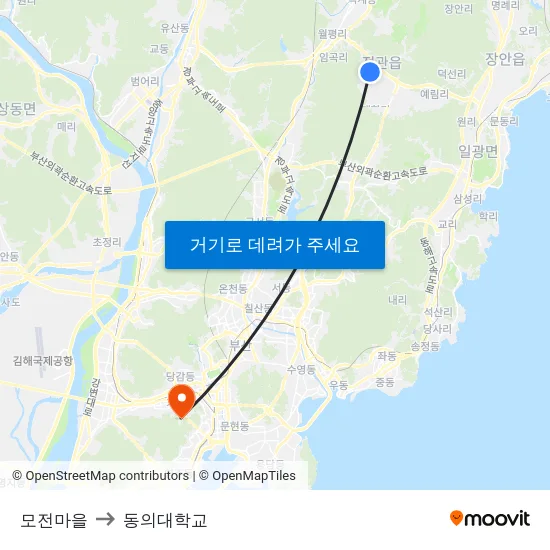 모전마을 to 동의대학교 map
