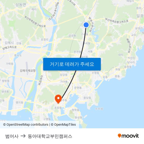 범어사 to 동아대학교부민캠퍼스 map