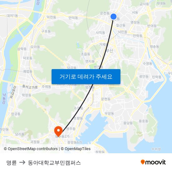 명륜 to 동아대학교부민캠퍼스 map