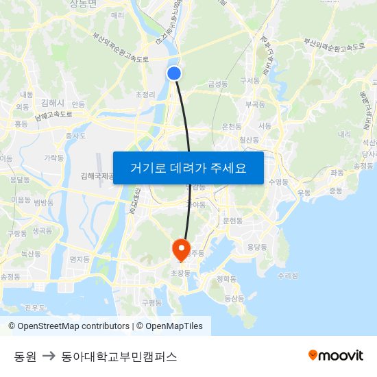 동원 to 동아대학교부민캠퍼스 map