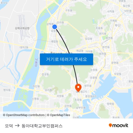 모덕 to 동아대학교부민캠퍼스 map