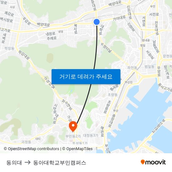 동의대 to 동아대학교부민캠퍼스 map