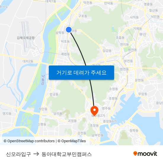 신모라입구 to 동아대학교부민캠퍼스 map