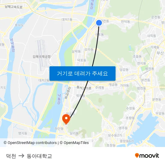 덕천 to 동아대학교 map