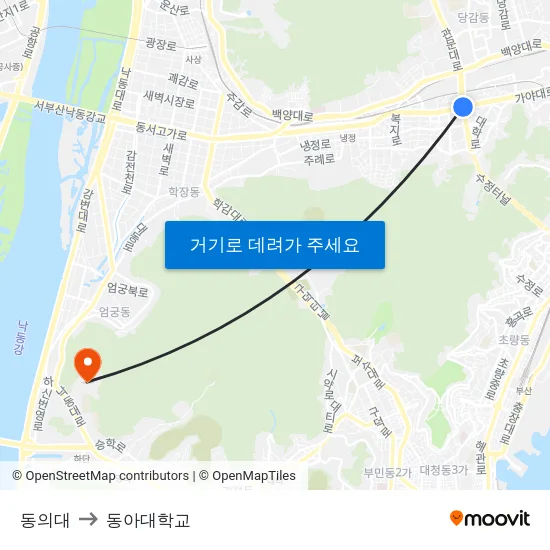 동의대 to 동아대학교 map