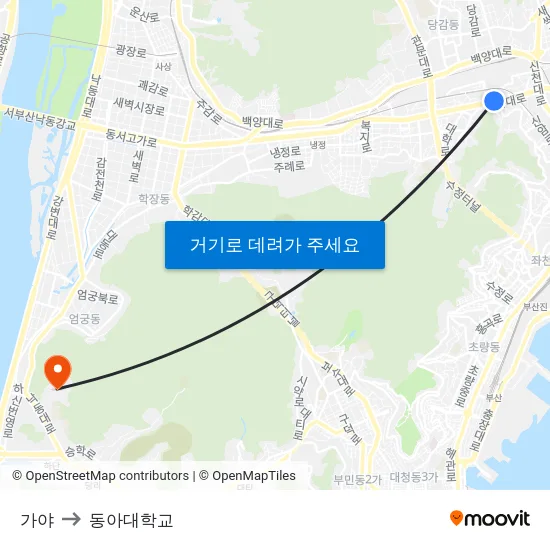 가야 to 동아대학교 map