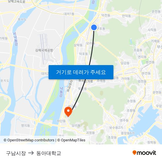 구남시장 to 동아대학교 map