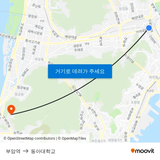 부암역 to 동아대학교 map