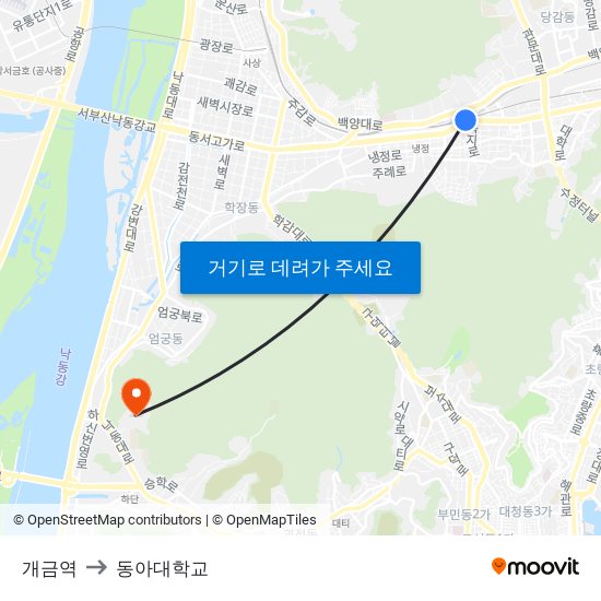 개금역 to 동아대학교 map