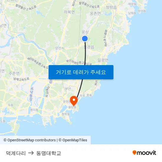 덕계다리 to 동명대학교 map