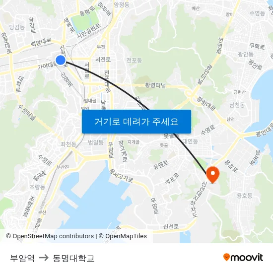 부암역 to 동명대학교 map