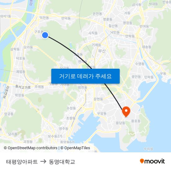 태평양아파트 to 동명대학교 map