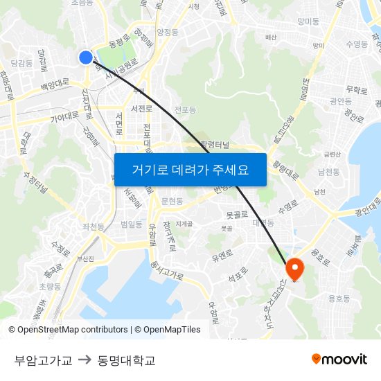 부암고가교 to 동명대학교 map