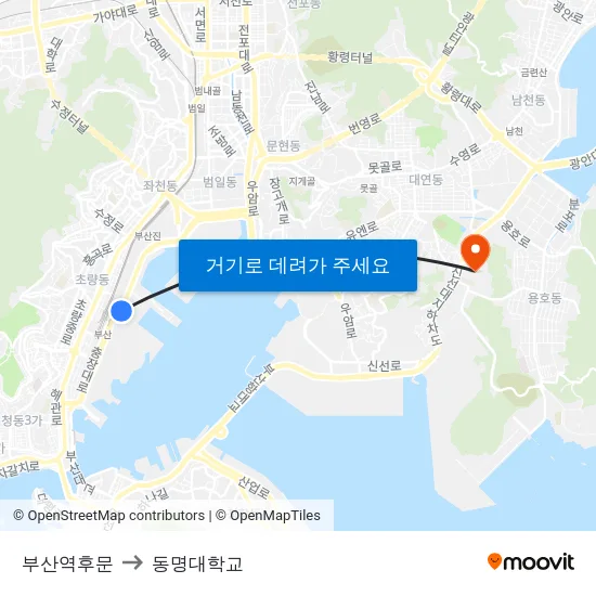 부산역후문 to 동명대학교 map