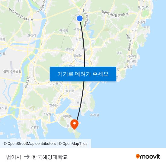 범어사 to 한국해양대학교 map