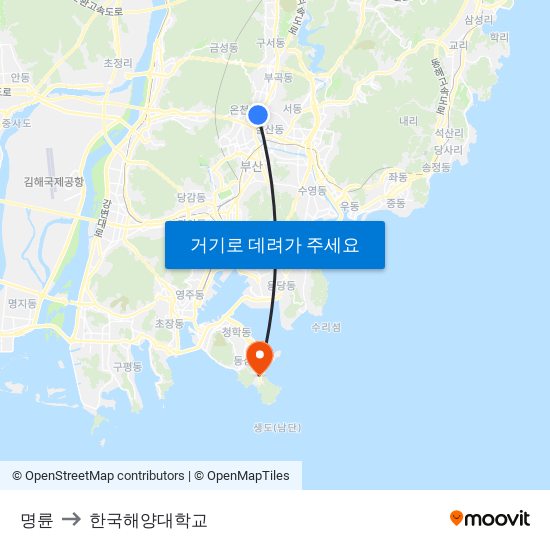 명륜 to 한국해양대학교 map