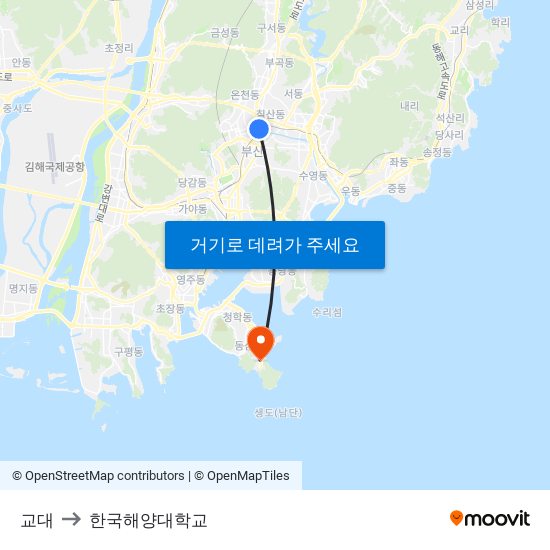 교대 to 한국해양대학교 map