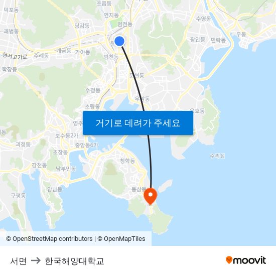 서면 to 한국해양대학교 map