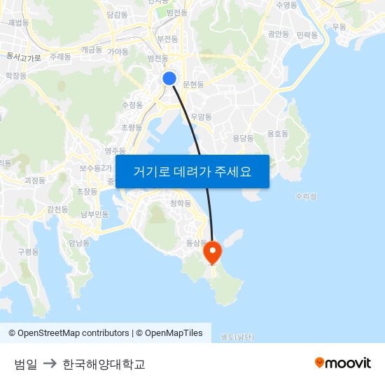 범일 to 한국해양대학교 map
