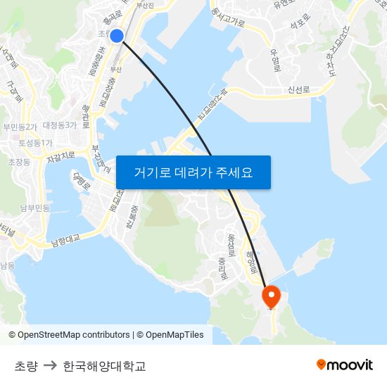 초량 to 한국해양대학교 map