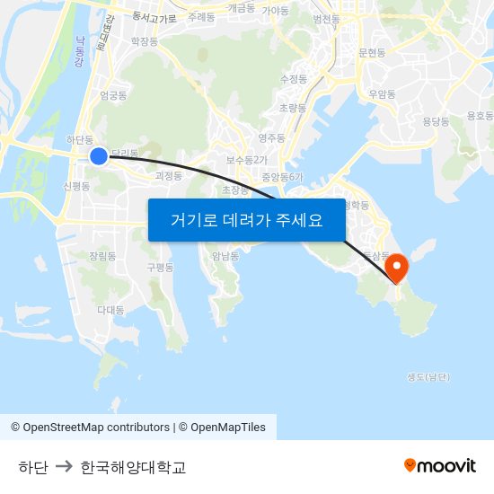 하단 to 한국해양대학교 map