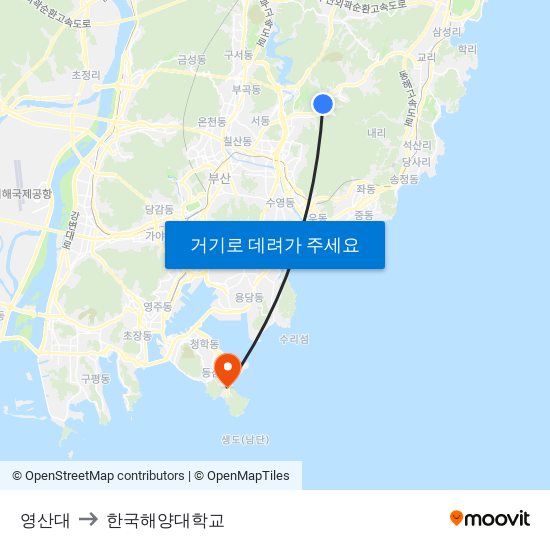 영산대 to 한국해양대학교 map
