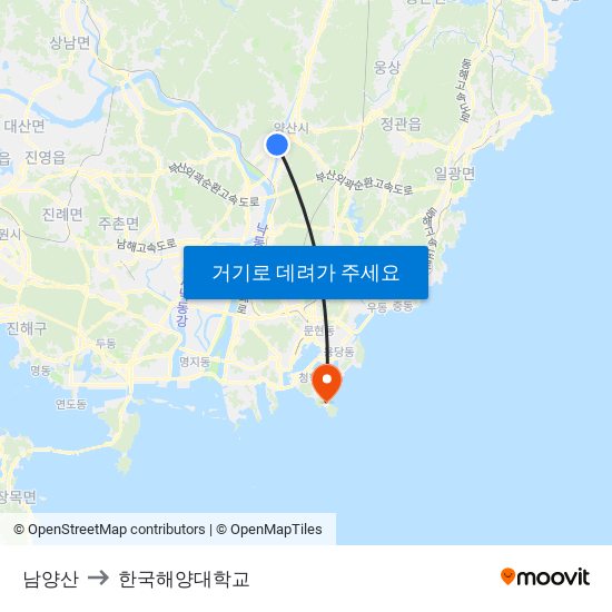 남양산 to 한국해양대학교 map