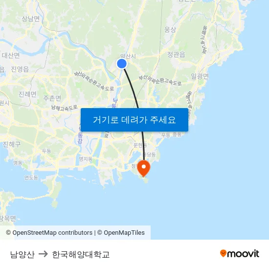 남양산 to 한국해양대학교 map