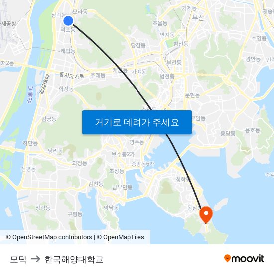 모덕 to 한국해양대학교 map