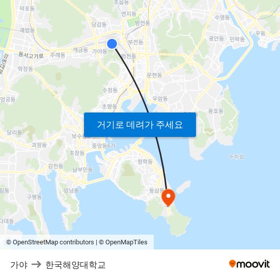 가야 to 한국해양대학교 map