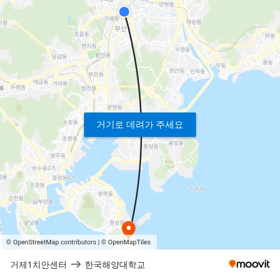 거제1치안센터 to 한국해양대학교 map