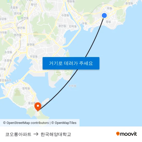 코오롱아파트 to 한국해양대학교 map