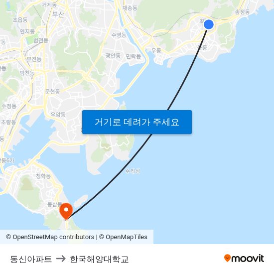 동신아파트 to 한국해양대학교 map