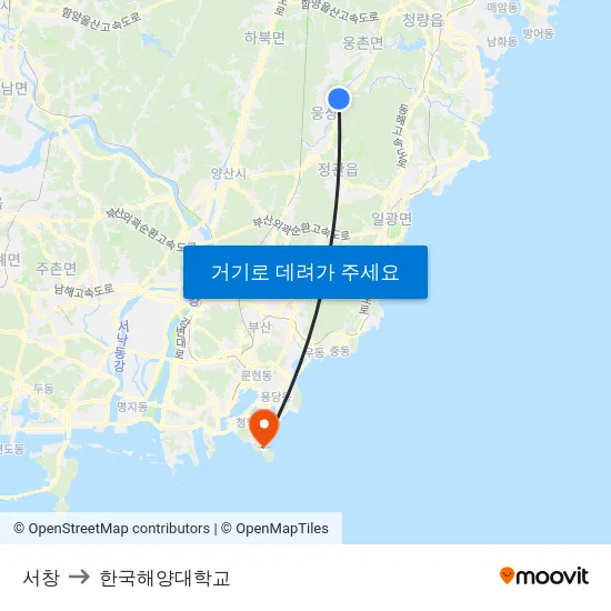 서창 to 한국해양대학교 map