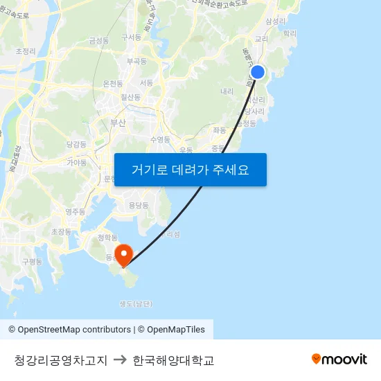 청강리공영차고지 to 한국해양대학교 map