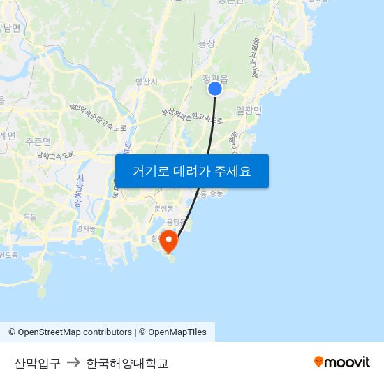 산막입구 to 한국해양대학교 map