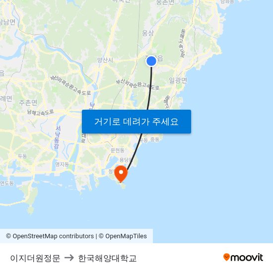 이지더원정문 to 한국해양대학교 map
