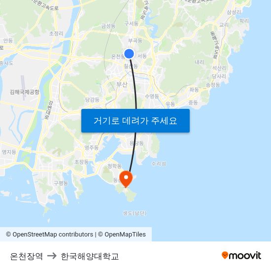온천장역 to 한국해양대학교 map