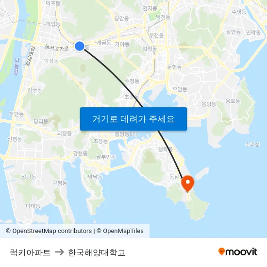 럭키아파트 to 한국해양대학교 map