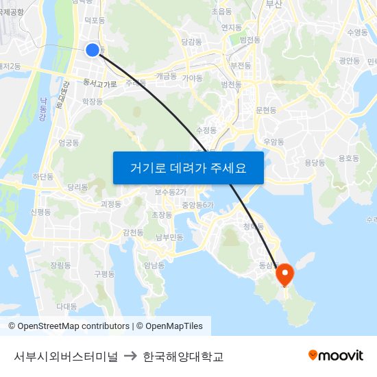 서부시외버스터미널 to 한국해양대학교 map