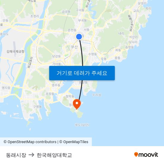 동래시장 to 한국해양대학교 map