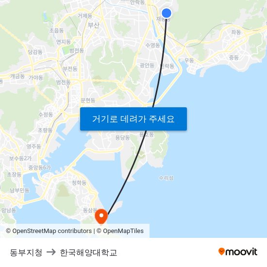 동부지청 to 한국해양대학교 map