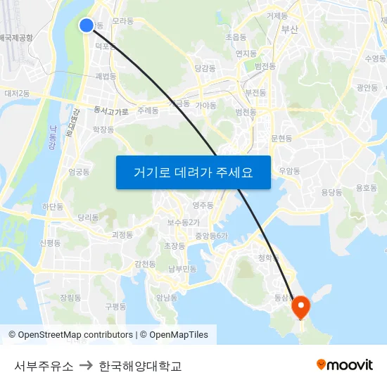 서부주유소 to 한국해양대학교 map